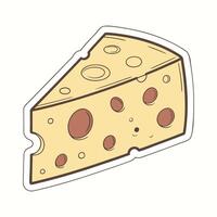 Classic Cheese Texture Sticker with Bold Outlines Cheese Slices and Pattern for Cheese Board vector