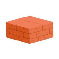 Red bricks in stack in flat design. Building materials at construction site. illustration isolated. vector