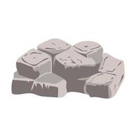 Grey building stones in pile in flat design. Construction materials. illustration isolated. vector