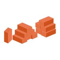 Red building bricks in flat design. Construction materials for bricklayer. illustration isolated. vector