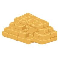 Yellow bricks in pile in flat design. Building materials, stone foundation. illustration isolated. vector