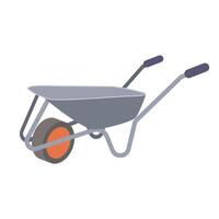 Building wheelbarrow in flat design. Empty carriage at construction site. illustration isolated. vector