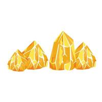 Shiny golden crystals in flat design. Bright diamonds and mining golds. illustration isolated. vector