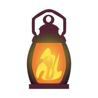 Mining lantern with handle in flat design. Vintage oil or kerosene lamp. illustration isolated. vector