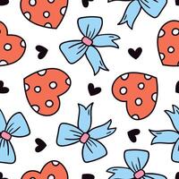 Bow Hearts Pattern Blue Bows Background vector