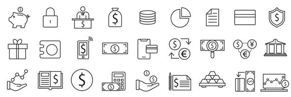 Banking thin line icons set. Bank interface. Icons are used in banking. vector