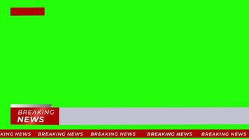 Breaking News - Lower third live breaking news background green screen and seamless looping ticker with blank text boxes. video