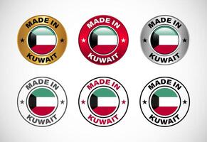 Made in Kuwait label icon with flag. Icon set for business, badge, seal, sticker, logo, and symbol vector