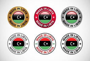 Made in Libya label icon with flag. Icon set for business, badge, seal, sticker, logo, and symbol vector