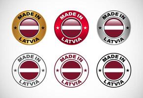Made in Latvia label icon with flag. Icon set for business, badge, seal, sticker, logo, and symbol vector