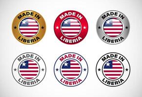 Made in Liberia label icon with flag. Icon set for business, badge, seal, sticker, logo, and symbol vector