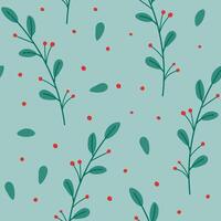 Seamless pattern of stylized twigs with berries. vector