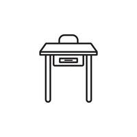 School desk icon line illustration on white background vector