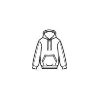 A hoodie is shown in a line drawing vector