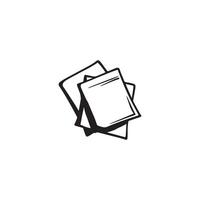 A black and white drawing of a stack of papers vector