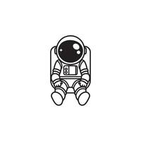 An astronaut sitting on a chair with a black and white outline vector