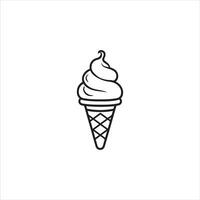 Ice cream icon in a waffle cone line art vector