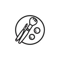 A black and white line drawing of a paintbrush and a paintbrush vector