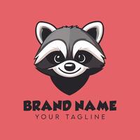 A raccoon logo with the text name brand name vector