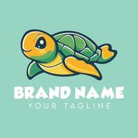 A turtle logo design with the words brand name vector