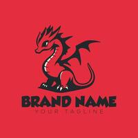 A red dragon logo with the word brand name vector