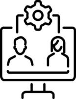 Team collaboration icon in linear style vector