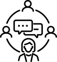 A line icon of team communication vector