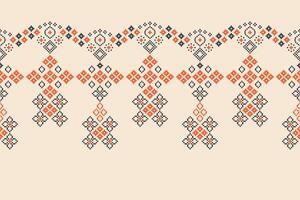 Ethnic pattern with color brown cream background with fabric motif pattern. vector