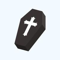 black coffin case with white cross in flat design. vector
