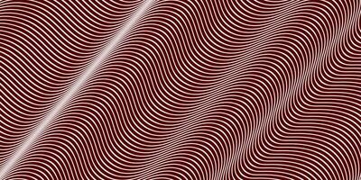 an optical illusion with wavy, parallel lines in pink over a dark maroon background. vector