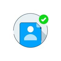 illustration of a document with a green checkmark symbol, representing successful account creation vector