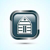Farming Barn Icon Design Illustration, Farm and Agriculture Barn Sign, Gray Color Square Button Design vector