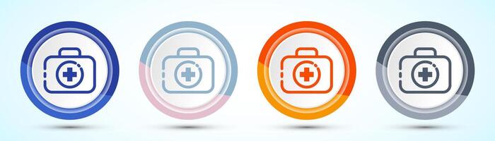 Comprehensive Healthcare Icon Set, Four Color Button Design vector