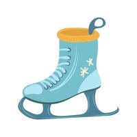 Christmas ice skate in flat design. Winter boot with blade for ice rink. illustration isolated. vector