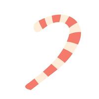 Christmas candy stick in flat design. Red twisted and striped dessert. illustration isolated. vector