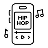 Music app playing a hip hop song, line style icon vector