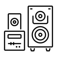 Sound system with music speakers and a cd player, line icon vector
