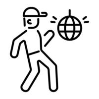 A line icon of a person doing disco dance vector