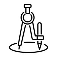 Linear icon of a carpenter compass vector