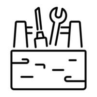 Linear icon of a carpenter tools vector