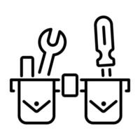 A linear icon of a carpenter's belt with tools vector