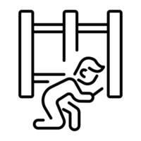 Linear icon of a person making wooden frame vector