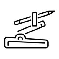 An outline icon of a radius tool with pencil vector