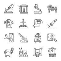 Bundle of Woodworking Tools Linear Icons vector