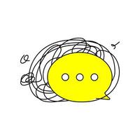 illustration a tangled rope that gradually unravels into a speech bubble. clear, simple, and efficient language. concepts related to communication, simplifying complex ideas, and avoiding convoluted vector