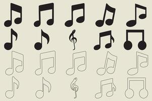 Different music icon set with outline vector