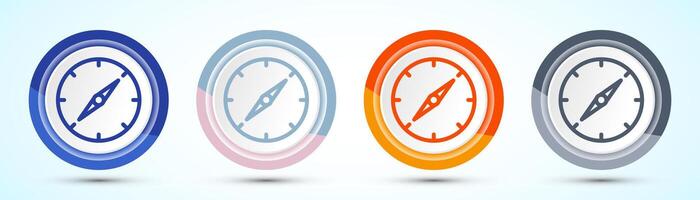 CNavigation Symbol Icons, Compass Designs for Apps, Four color button design set vector