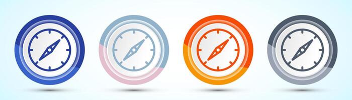 Stylish Compass Icon Design for Digital Interfaces, Four color button design set vector
