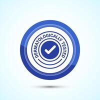 Dermatologically tested icon design, dermatology test and dermatologist clinic icon, Blue Color Button Design vector
