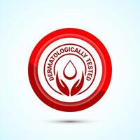 Dermatologically tested icon design, dermatology test and dermatologist clinic icon, Red Color Button Design vector